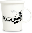 Bílý čajový šálek s keramickým sítkem vzor Panda
