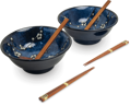 Sada misek Hana blue 22cm s hůlkami pro 2 osoby EDO JAPAN