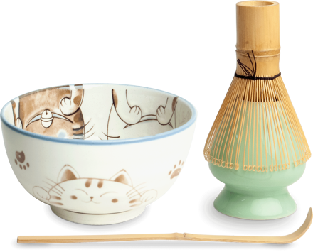 Set Matcha Tri mačky modré EDO JAPAN
