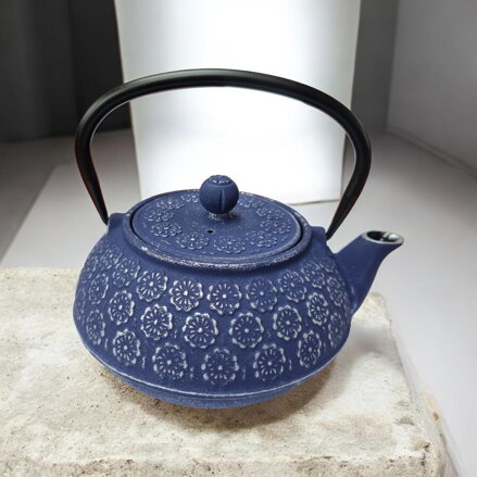 Litinová konvička Hanabi, modro-stříbrná (1,0 l)