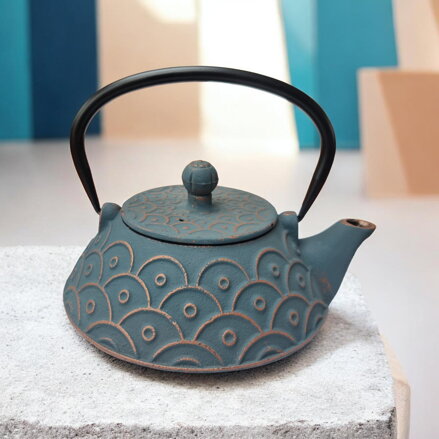 Litinová konvička Seigaiha, petrolejová (0,8 l)