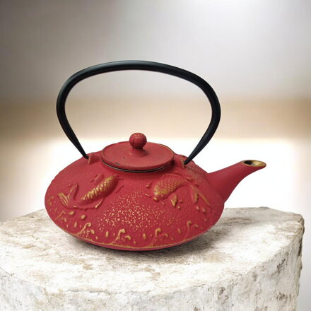 Litinová konvička Koi, červeno-zlatá (0,8 l)