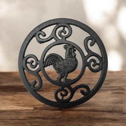 Litinová podložka Kohout, černá (Ø 135 mm)