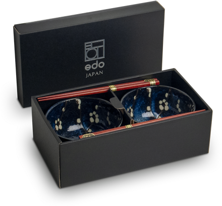 Sada misek Hana blue 13cm s hůlkami pro 2 osoby EDO JAPAN