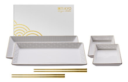 Sushi set pro 2 osoby bílý se zlatým lemováním TOKYO