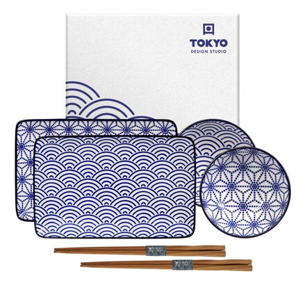 Sushi set pro 2 osoby modrý vzor TOKYO