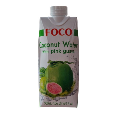 Kokosová voda s pyré z růžové guavy 100% 500ml