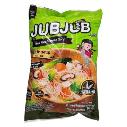 Bezlepkové instantní rýžové nudle JUBJUB zeleninové 70g