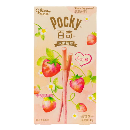 Pocky jahodové mléčné tyčinky GLICO 45g