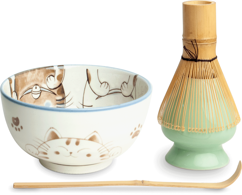 Set Matcha Tri mačky modré EDO JAPAN