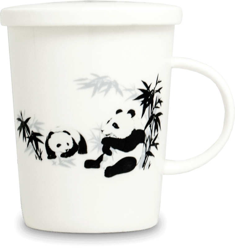 Bílý čajový šálek s keramickým sítkem vzor Panda Bílý čajový šálek s keramickým sítkem vzor Panda