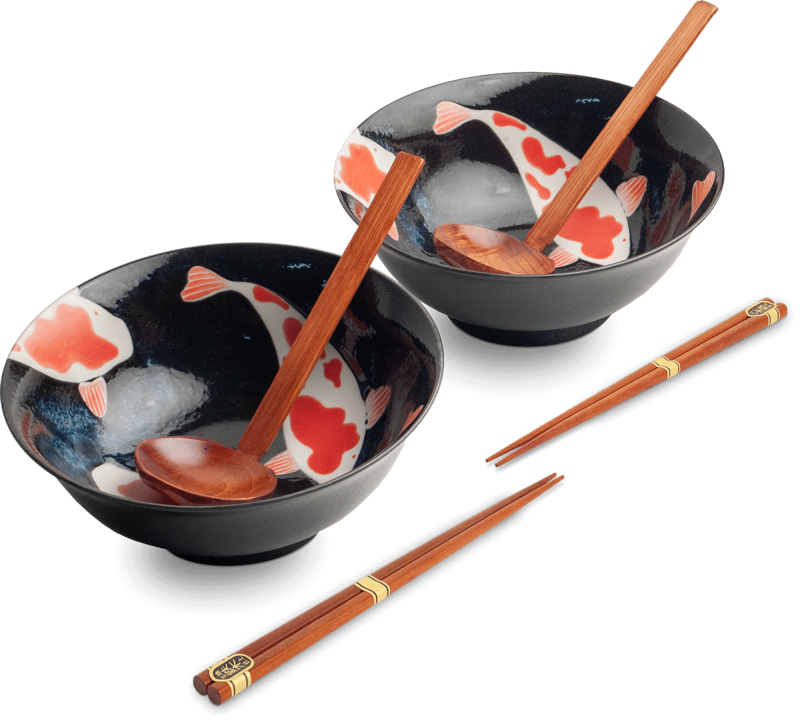 Porcelánová souprava misek na ramen Koi 21cm