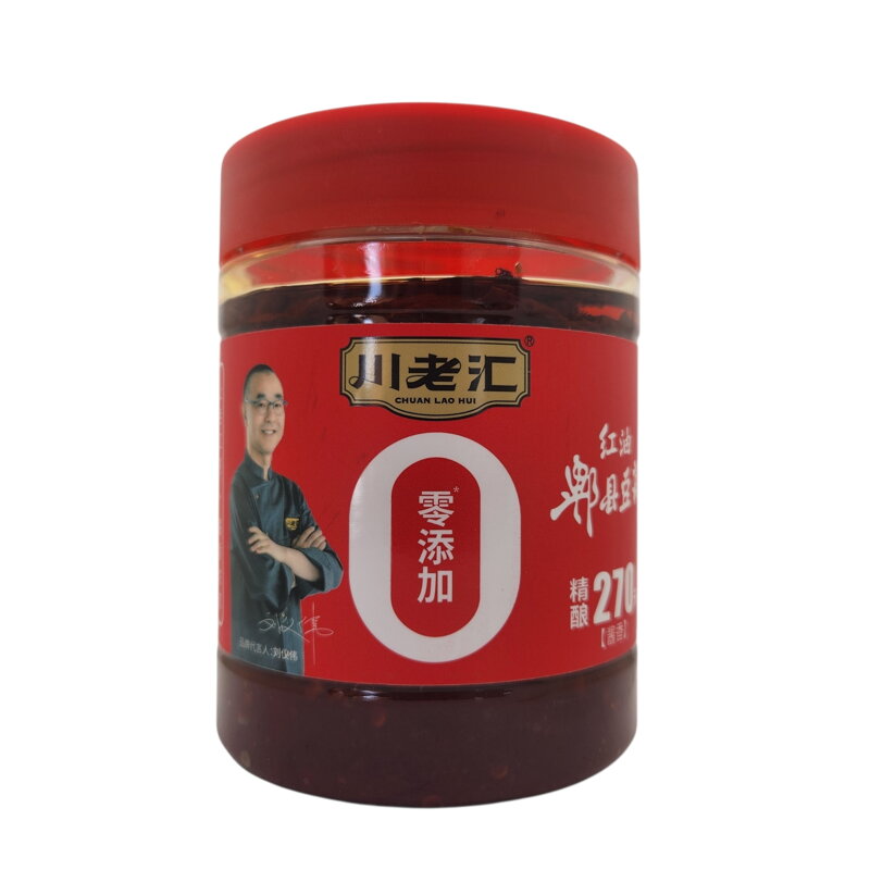 Ostrá chilli pasta z bobů v červeném oleji Chuan Lao Hui 500g