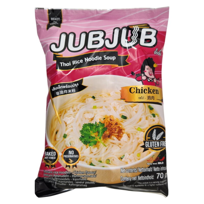 Bezlepkové instantní rýžové nudle JUBJUB kuřecí 70g