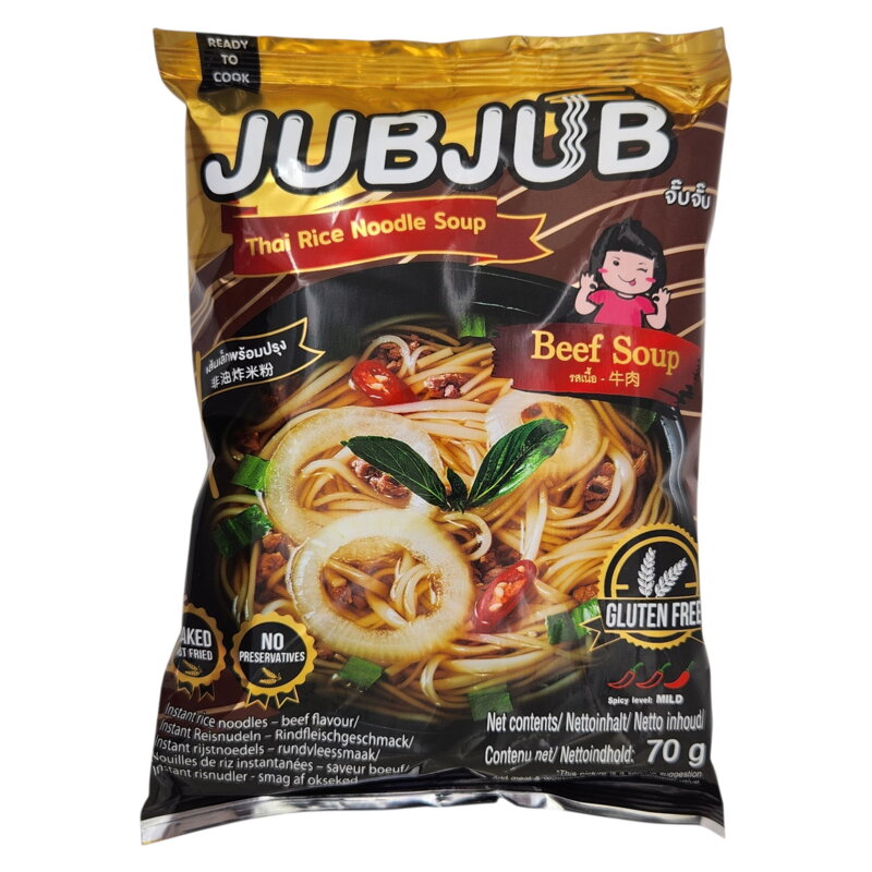 Bezlepkové instantní rýžové nudle JUBJUB hovězí 70g