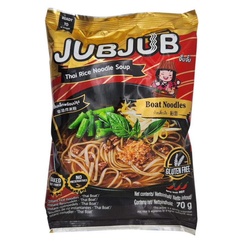 Bezlepkové instantní rýžové nudle JUBJUB Thai Boat 70g