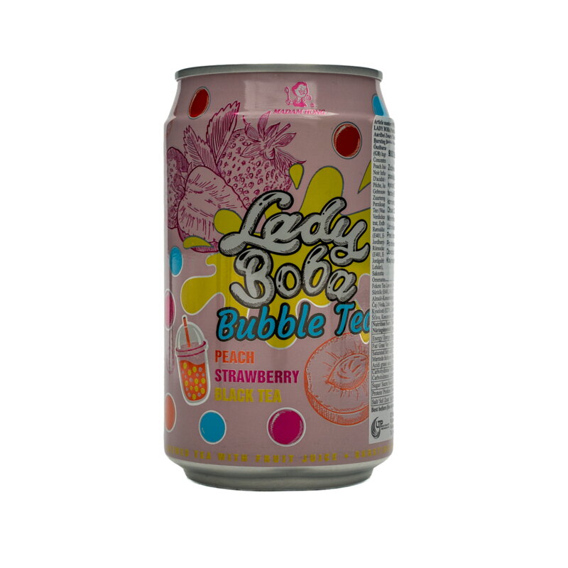 Bubble Tea Černý čaj s příchutí broskve a jahody 320 ml Bubble Tea Černý čaj s příchutí broskve a jahody 320 ml